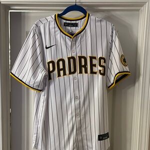 Nike Padres White and Black Pinstripe Jersey